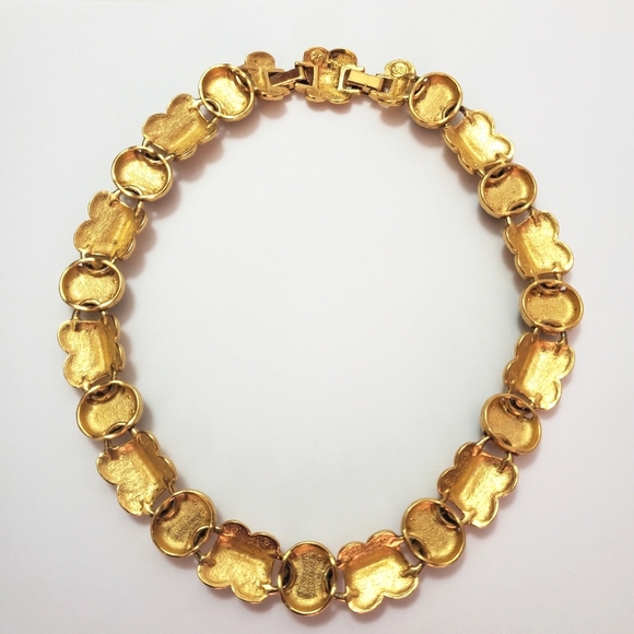 Vintage Oscar de la Renta - Gold Tone Statement Necklace with Black Cabochons - Picture 10 of 11